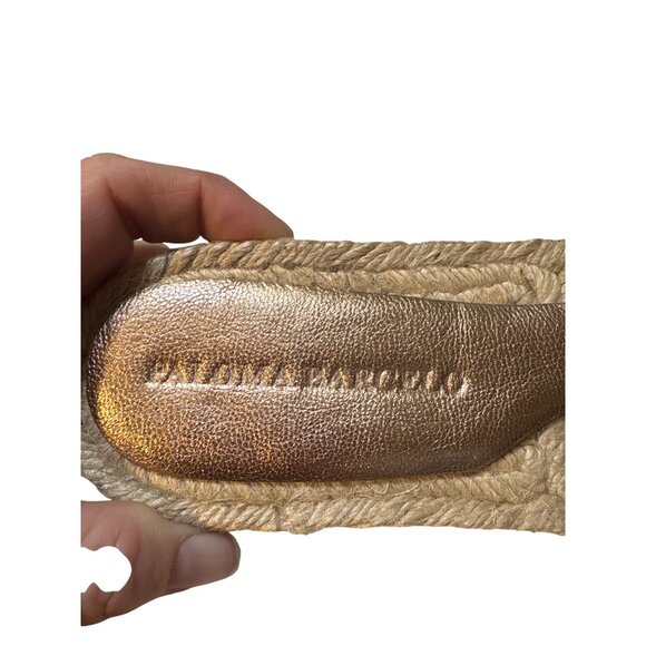 Paloma Barcelo Metallic Bronze Espadrille Slides With Bow Detail Womens Size 8.5 - Picture 5 of 7